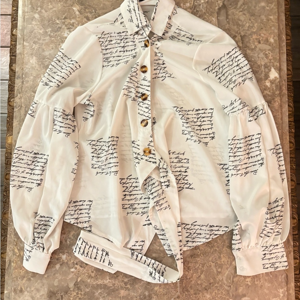 CBR White Blouse with Script Design